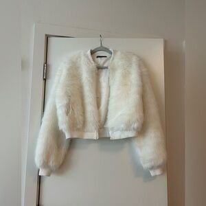 Brandy Melville white faux fur jacket